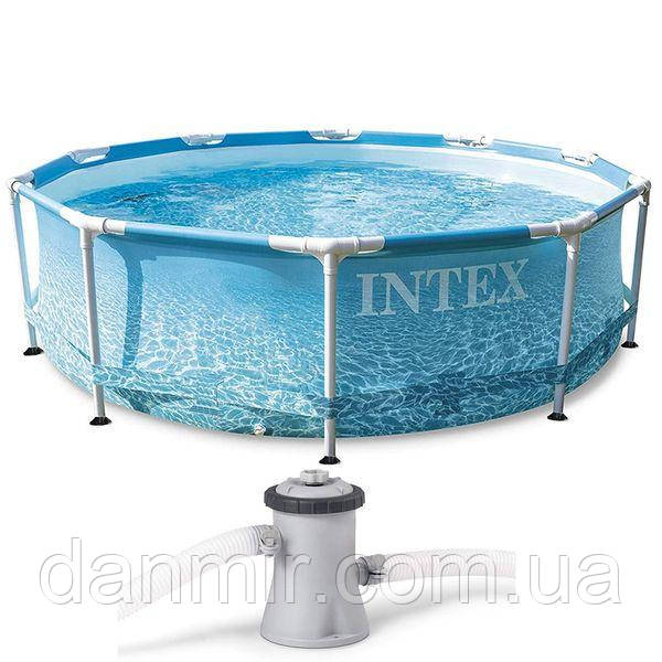 Круглий каркасний басейн Intex 28208 (305 x 76 см) Metal Frame + картриджний насос, фото 1