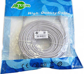 Кабель патч-корд ATcom RJ-45 UTP на 30 м. Cat.5e, Сірий, LAN-кабель