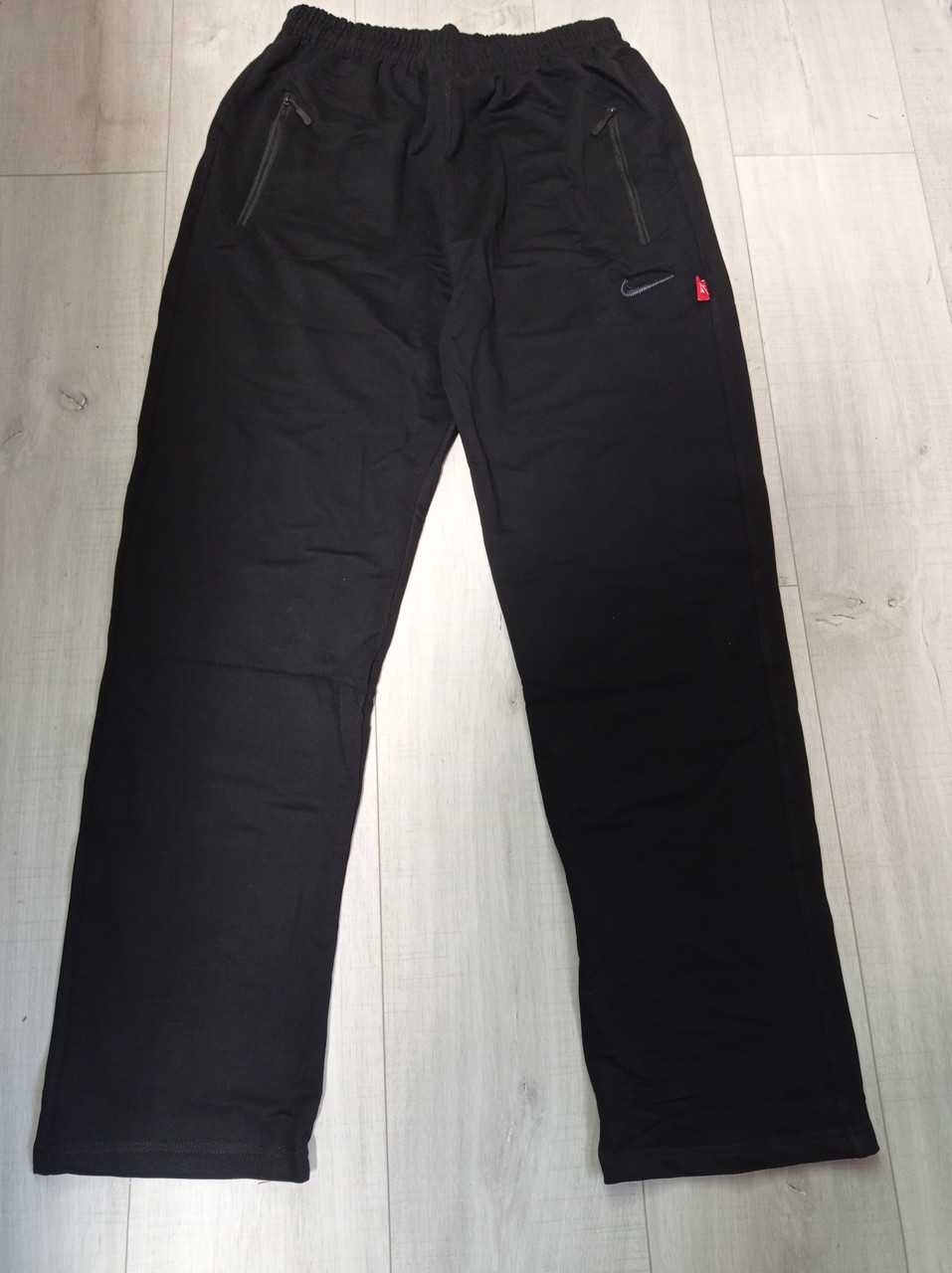 Штани чоловічі батал з кишенями двонитка 56-62 розміри чорні без манжета, фото 1