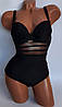Суцільний купальник із сіткою великий пушап Z.Five 55217 чорний на 42 44 48 50 укр розміри, фото 7