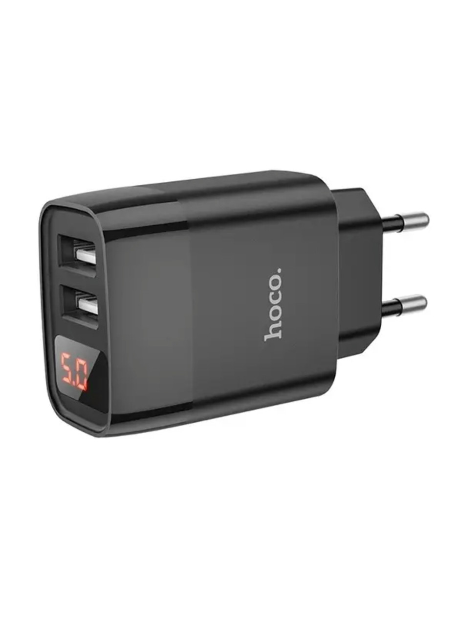 Оригінальний зарядний блок живлення Hoco C86A 5V 2.4A з дисплеєм на 2 USB