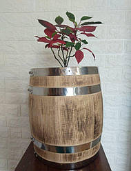 Горщик для квітів бочка, вазон на 30 л, дерев'яне кашпо