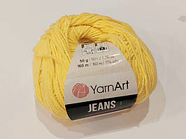 Пряжа YarnArt Jeans Ярнарт Джинс нитки для вязання 50 гр., 160 м, хлопок / акрил. жовтий світлий 88