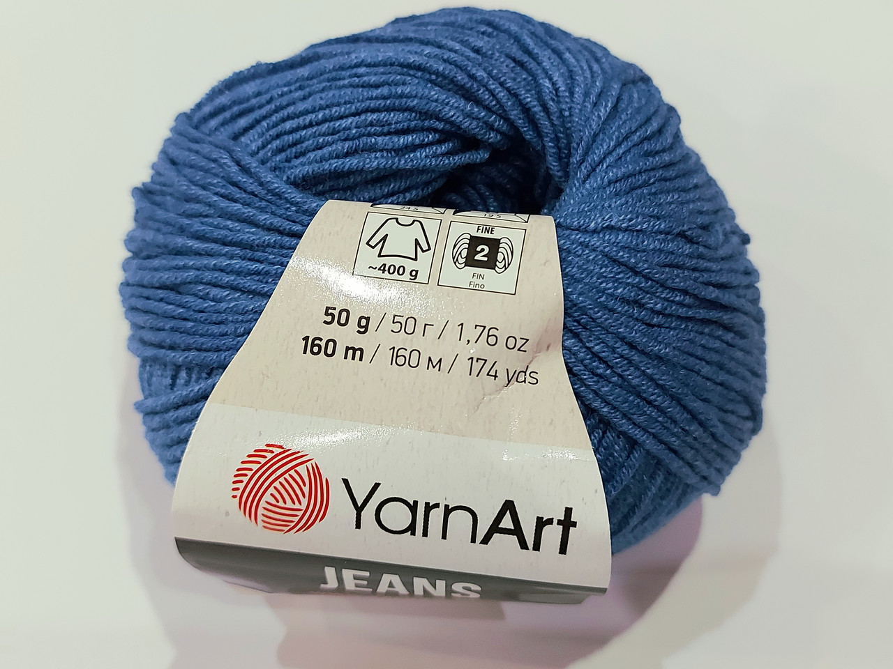 Пряжа YarnArt Jeans Ярнарт Джинс нитки для вязання 50 гр., 160 м, бавовна/ акрил. синій 17