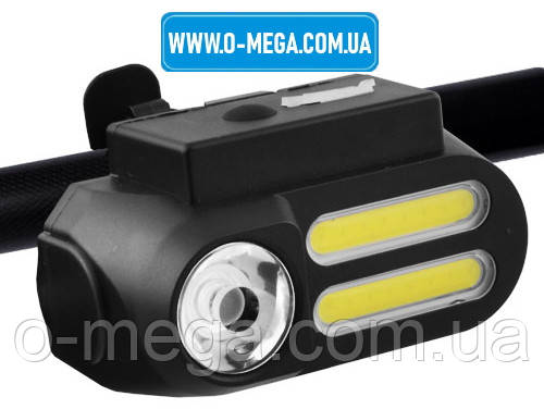 Велоліхтар BL-611-1LM+2COB, ЗУ micro USB, 1x18650