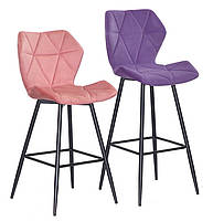 Барний стілець Torino Bar 75 ML велюр зелений B-1036 на чорних металевих ніжках, у скандинавському стилі, фото 10