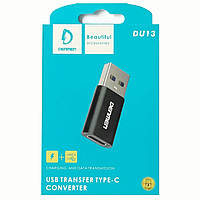 Переходник для синхронизации данных USB to Type-C DENMEN DU13 Черный