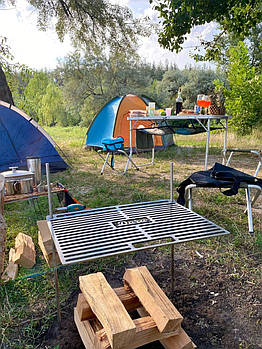 Решітка-гриль із неіржавкої сталі 5 мм BBQ (портативна з ніжками)