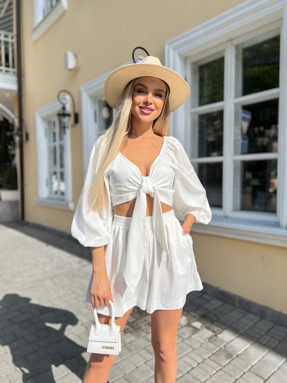 Пляжний костюм із софту. Колір білий, розмір 42-44, фото 1