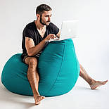 Крісло мішок бірюзове Оксфорд велике, Кресло мешок бирюзовое, Безкаркасне крісло груша бірюзове, Пуфик мешок кресло груша мятное, фото 5