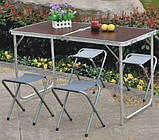 Стіл для пікніка розкладний алюмінієвий + 4 стільці Складаний туристичний стіл валіза для відпочинку синій, фото 6