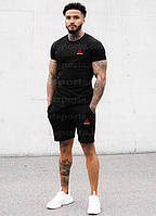 Мужской летний спортивный костюм Рибок REEBOК Мужская черная футболка и шорты