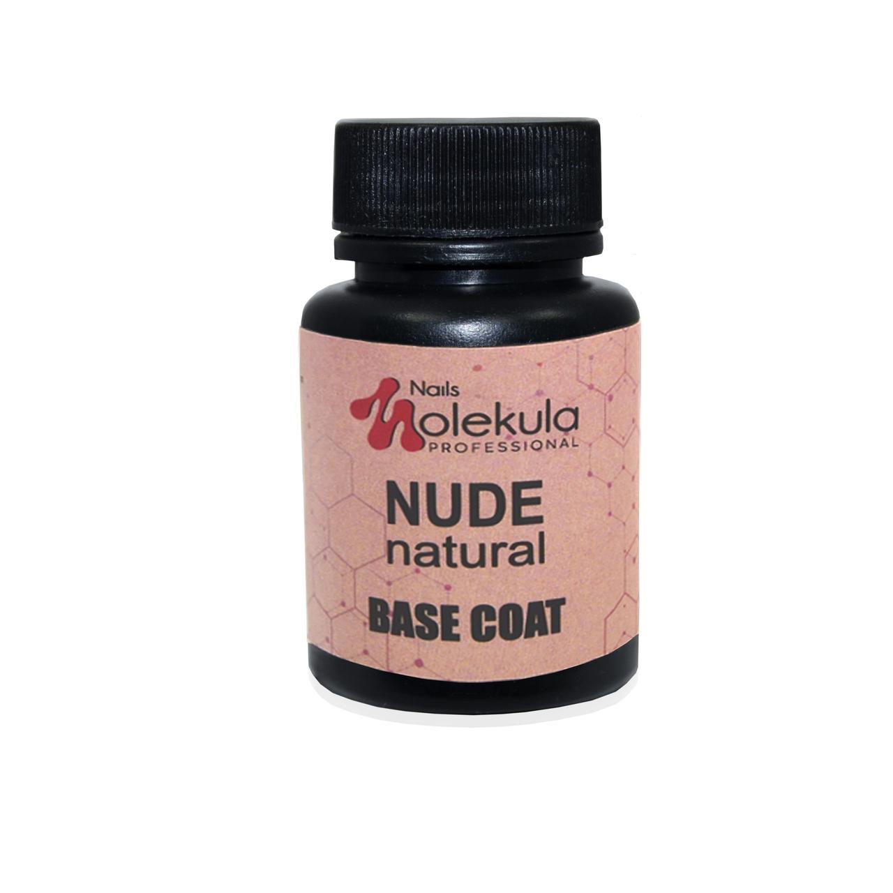 База камуфлювальна каучукова без пензлика з вузьким горлечком Nails Molekula Nude Natural Rubber Base 30 мл, фото 1