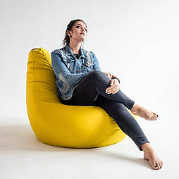 Крісло мішок жовтий Оксфорд велике, Кресло мешок желтый, Безкаркасне крісло груша жовте, кресло груша желтое, пуфик мешок желтый