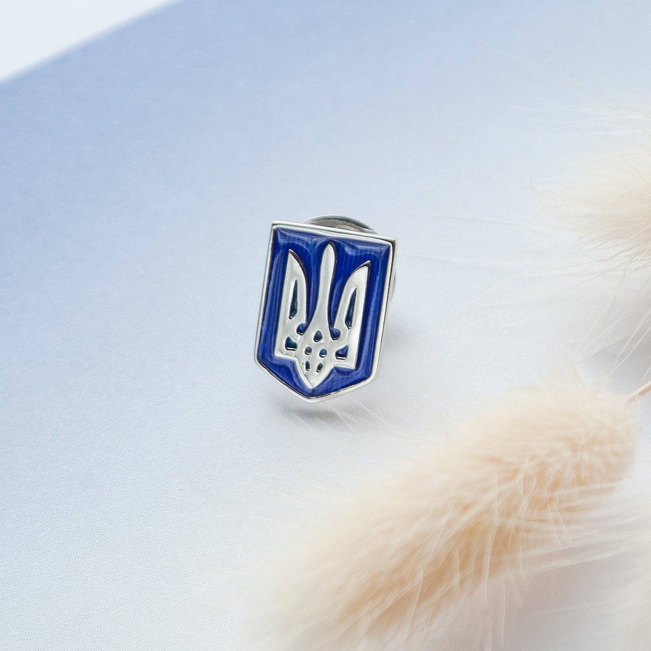 Срібний значок національний Герб України - Тризуб