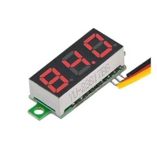 Вольтметр маленький 0,28-дюймовий 0-100V Червоний Цифровий міпі-вольтметр Автомобільний вольтметр