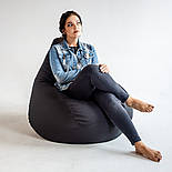 Крісло мішок чорне Оксфорд велике, кресло мешок черный, Крісло груша чорне, безкаркасне крісло чорне, кресло груша, пуфик мешок, фото 5