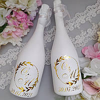 Свадебное шампанское декорированное золото/серебро (1 бут. без стоимости шампанского)