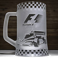 Матовий бокал для пива з гравіюванням Формула 1 Formula 1 SandDecor