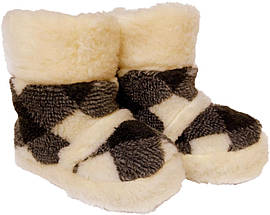Хутряні домашні чуні капці з овчини (Еко-хутро) теплі кімнатні валянки з овчини Ромбики 39-40, фото 2