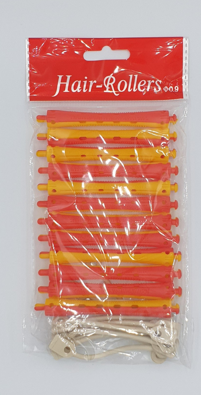 Бігуді-калюшки для хімічної завивки довгі ( 91 мм) жовто-червоні ø 9 мм. Бігуді для холодної хвилі