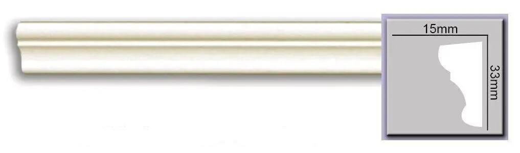 Фігурний гнучкий молдинг із поліуретану 33 мм х 15 мм, 2,44 м
