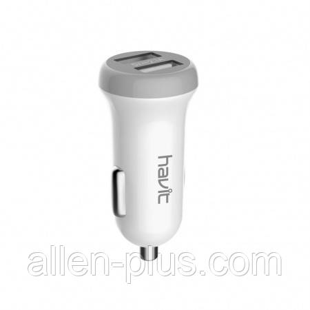 Автомобільна зарядка (USB заряджання) HAVIT HV-CC8801, 2.1 A, white/gray