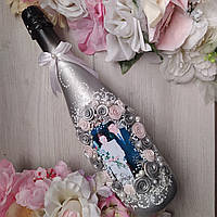 Весільне шампанське декороване срібне (1 пляшка без вартості шампанського)