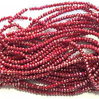 Намистини скло Finding Рондель граненка Матовий червоний перелив 2 мм