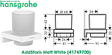 Склянка для зубних щіток настінна біла матова Hansgrohe AddStoris Matt White (41749700), фото 3