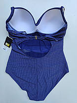 ОПТ Закритий купальник великого розміру в горошок Sisianna 3904-1 синій на 52 54 56 58 60 розмір, фото 4