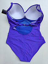 ОПТ Закритий купальник великого розміру в горошок Sisianna 3904-1 фіолетовий на 52 54 56 58 60 розмір, фото 4