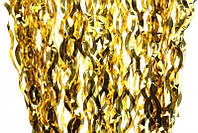 Шторка для фотозони з дощику хвиляста (фольгована) | Золото 1х2м