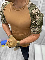 Футболка армейская тактическая камуфляжная пиксель castro с карманами на плечах