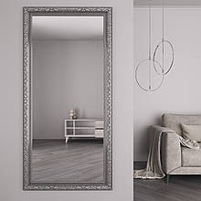 Настінне дзеркало у срібній рамі з патиною 176х86 Black Mirror в салон краси студію