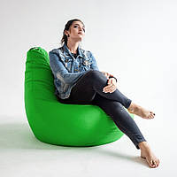Кресло мешок Груша Оксфорд, бескаркасный пуфик, Размер и цвет на выбор Несъемный чехол, 3 XL (ширина 90 см), Зелёный