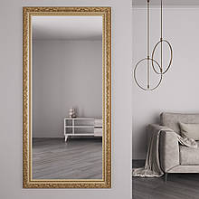 Дзеркало на стіну | в золотистій рамі з патиною | 176х86 Black Mirror в салон краси | б'юті студію