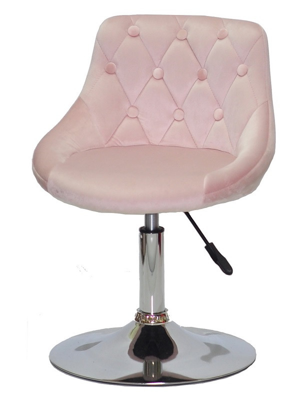 Стілець Foro Button CH-Base рожевий 1021 велюр з каретною стяжкою на хромованій круглій опорі-нозі, фото 1