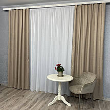 Готові штори однотонні Мікровелюр капучіно, фото 3