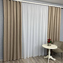 Готові штори однотонні Мікровелюр капучіно, фото 4