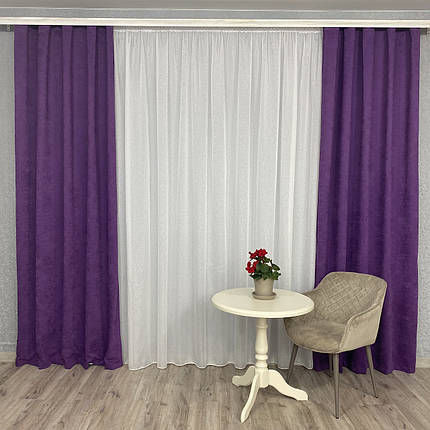 Готові штори Мікровелюр фіолет, фото 1