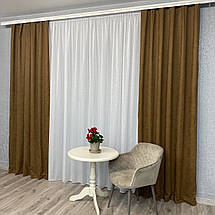 Готові штори однотонні Мікровелюр коричневий, фото 3