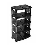 Етажерка пластикова для взуття на 5-ть ярусів Elif, коричнева, фото 3