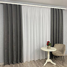 Готові штори однотонні Мікровелюр сірий, фото 2