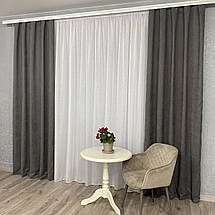 Готові штори однотонні Мікровелюр сірий, фото 3