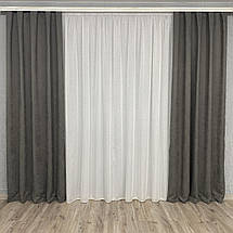 Готові штори однотонні Мікровелюр сірий, фото 5