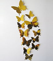 Объемные 3D бабочки зеркальные, желтые