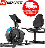 Горизонтальний велотренажер Hop-Sport HS-2050L Beat чорно / синій. До 120 кг. Маховик 8 кг.