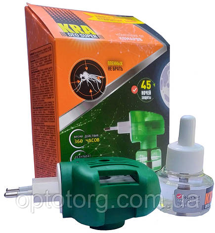 Набір фумигатор з рідиною від комарів 45ночей Kra Deo Super, фото 1