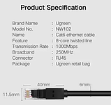 Патч корд Ugreen мережевий кабель 1000 Mбіт\с Ethernet RJ45 Cat 6 круглий 2М Black (NW102) 20160, фото 6